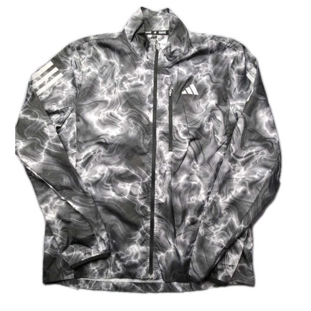 Adidas Men's Jacket Medium Gray Liquid Camo Full Zip Track Polyester Wind Dry